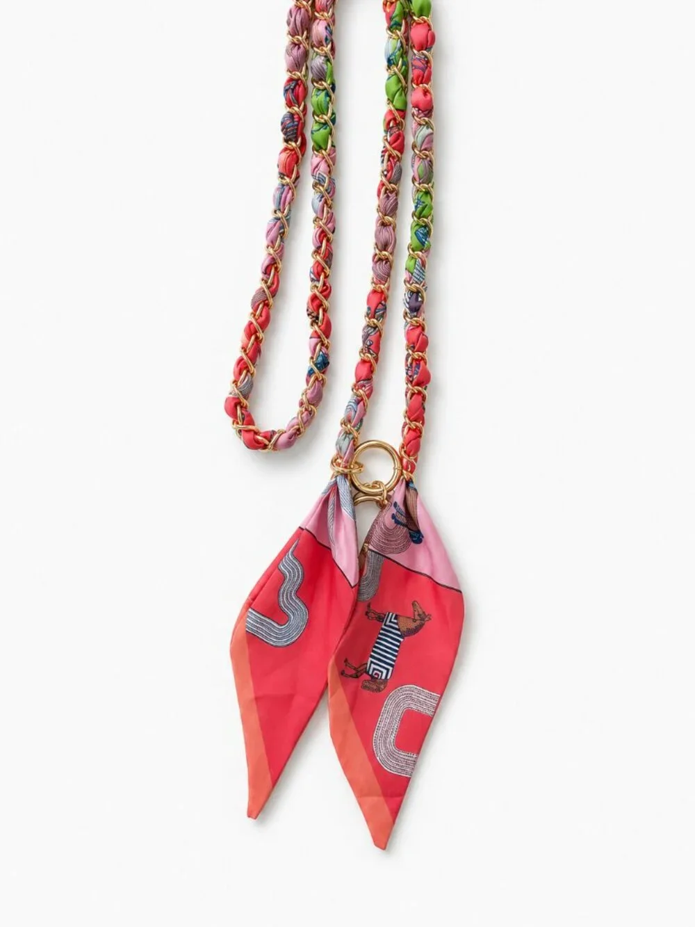 Ribbon Chain Phone Crossbody Lanyard with clear Tether Patch
